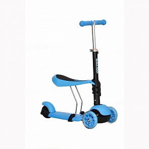 Самокат-беговел Black Aqua MG023 со светящимися колёсами, цвет голубой (Black Aqua, 7493RT)